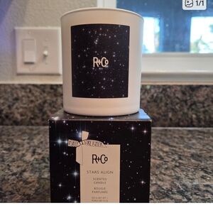 R+Co Stars Align Candle with Black Starry Design